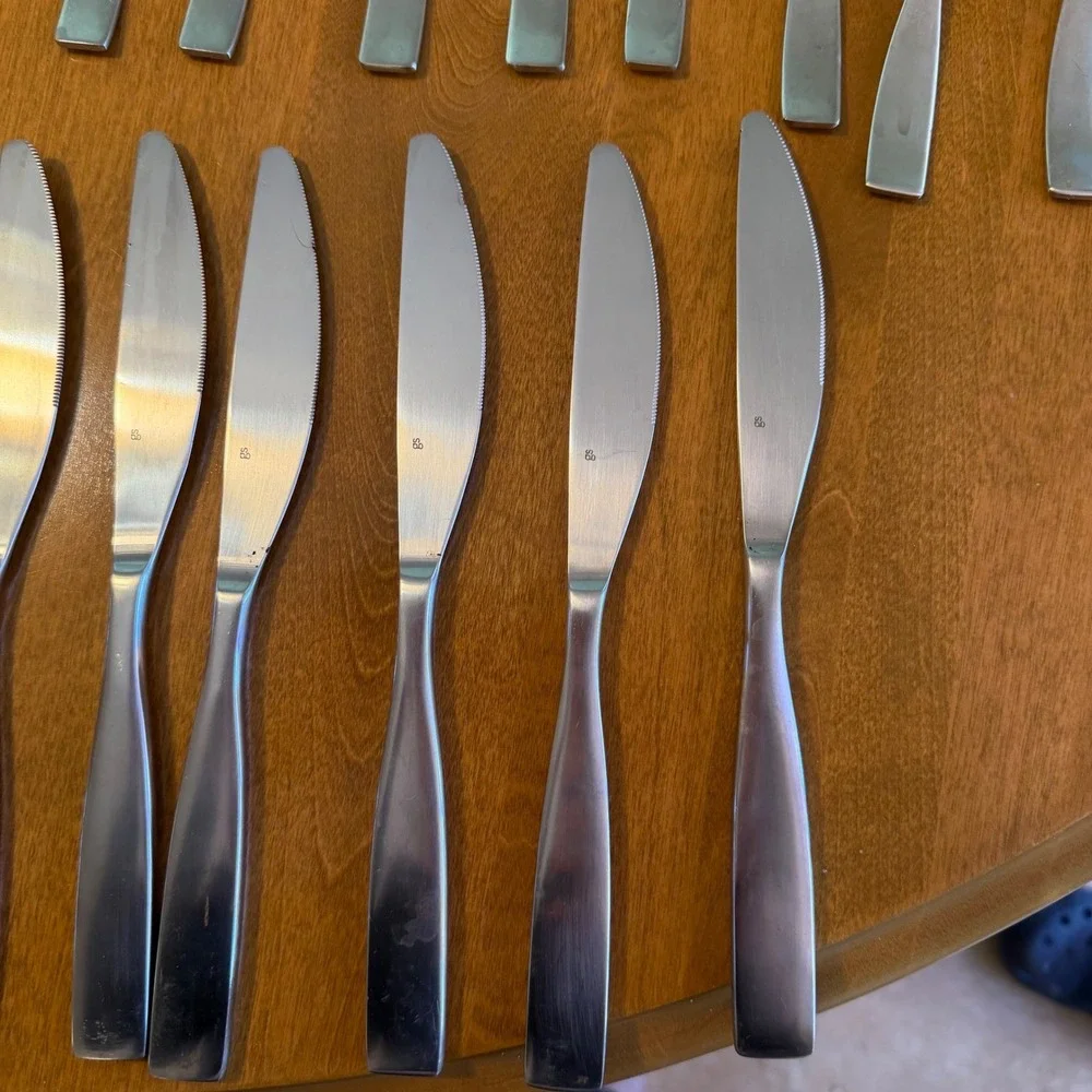Gourmet Settings Flatware Set GS Stainless Silver Good Brushed Modern Cutlery